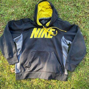 Nike Men's Black and Yellow Hoodie